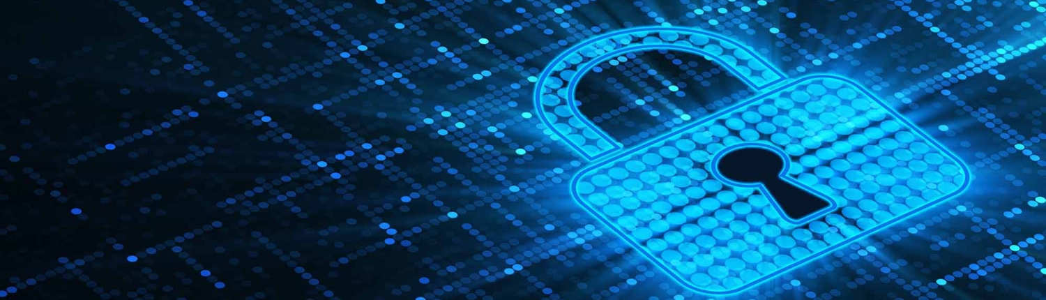 Picture of lock with blue technology theme